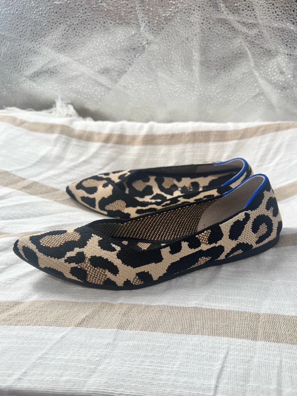 Rothy’s the point desert cat animal print knit flats 6